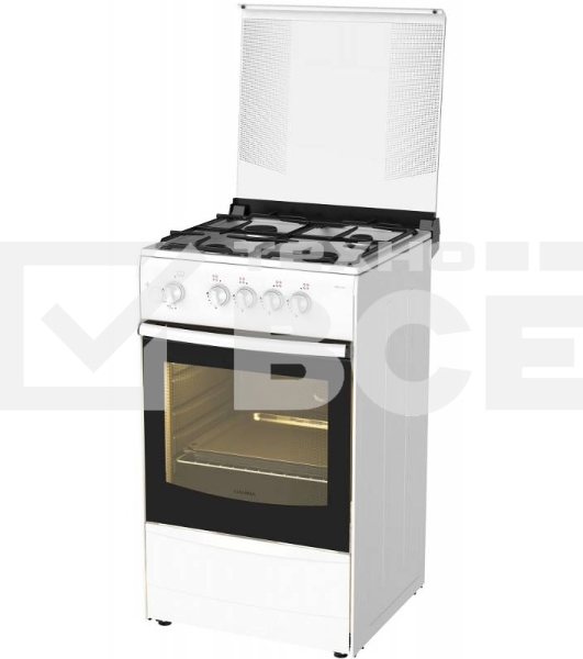 Плита газовая Darina 1B GM 441 005 W белый/черный, конфорок 4 шт, духовка 50 л, 50 см x 85 см x 51 см