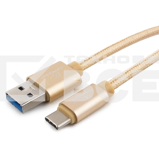 Кабель USB 3.0 Cablexpert CC-P-USBC03Gd-1M, AM/Type-C, серия Platinum, длина 1м, золотой, блистер
