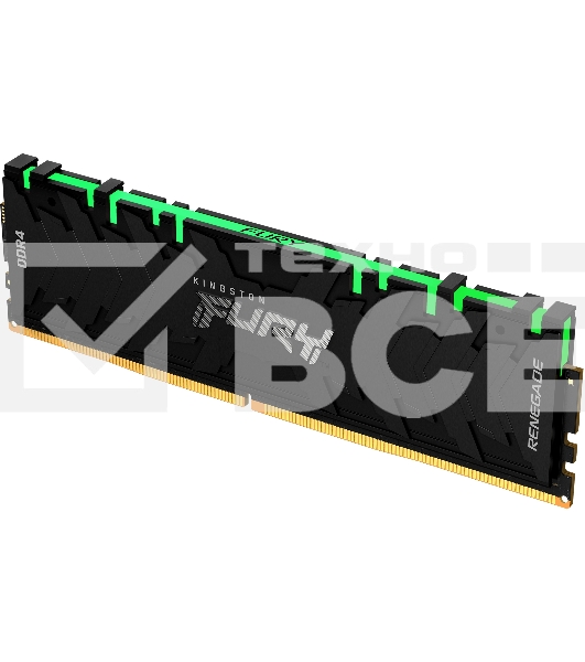Оперативная память Kingston Fury Renegade, DDR4, 8GB (1x8GB), 3000MHz, CL15, с радиатором, RGB, чёрный