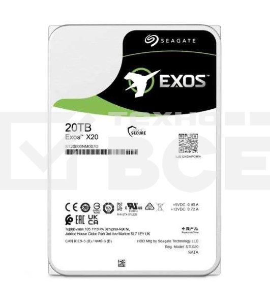 Жесткий диск Seagate HDD Server Exos X20 HDD 512E/4KN ( 3.5'/ 20TB/ SATA 6Gb/s / 7200rpm)