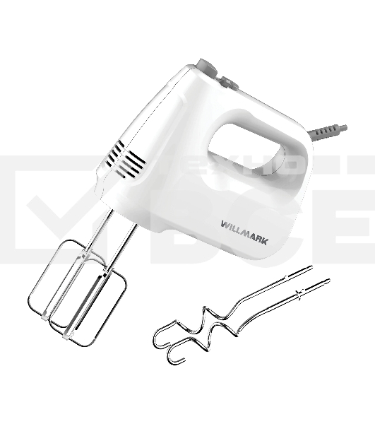Миксер Willmark WHM-6311 (400Вт, 6 скоростей, турбрежим, насадки для взбивания/для теста, белый)