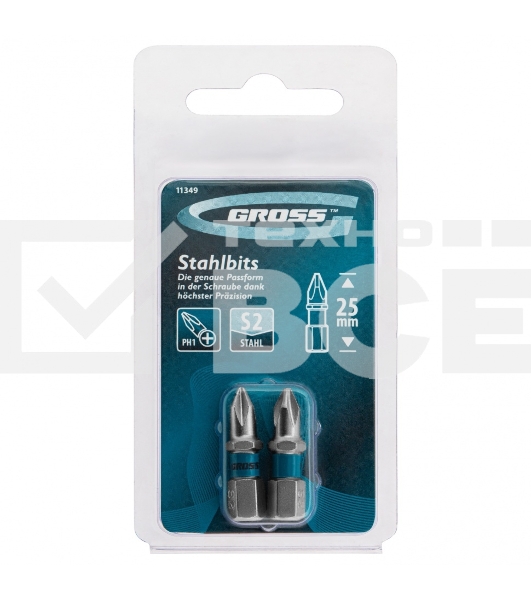 Набор бит GROSS РН1x25, сталь S2, 2шт  11349