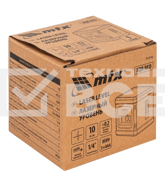 Лазерный уровень XQB RED Basic SET, 10 м, красный луч, батарейки, резьба 1/4