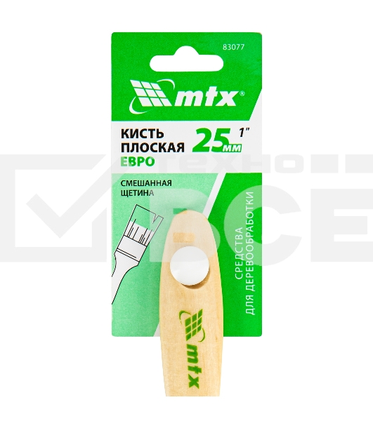 Кисть плоская 'Евро' 1', смешанная щетина, деревянная рукоятка MTX