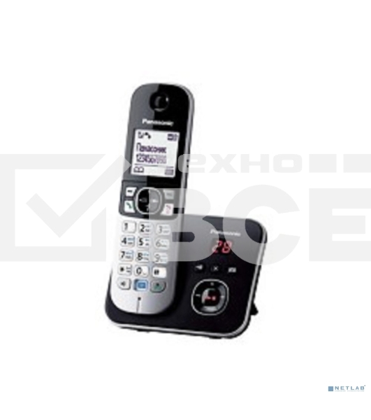 Телефон беспроводной (DECT) Panasonic KX-TG6821RUB (черный), автоответчик,определитель номера,телефонный справочник 120 зап.}