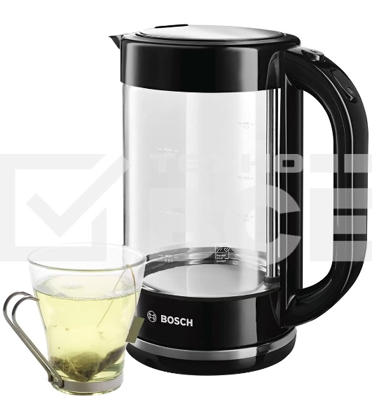 Чайник электрический Bosch TWK70B03 1.7л. 2400Вт черный (корпус: стекло)