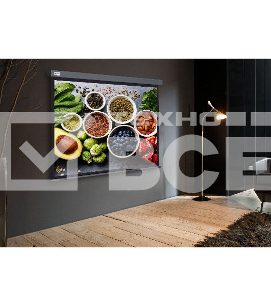 Экран Cactus 150x150см Wallscreen CS-PSW-150X150-SG 1:1 настенно-потолочный рулонный серый
