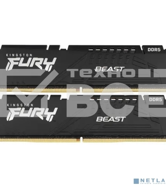 Оперативная память Kingston Fury Beast, DDR5, 16GB (2x8GB), 6000MHz, CL36, с радиаторами, черный
