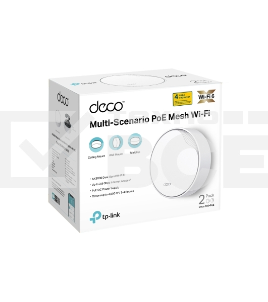 Бесшовный Mesh роутер TP-Link Deco X50-PoE (DECO X50-POE(2-PACK)) AX3000 1000/2500BASE-T белый (упак.:2шт)