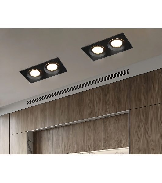 Встраиваемый поворотный точечный светильник Ambrella light TN102746/2 BK черный IP20 GU5.3/2 180*95*25