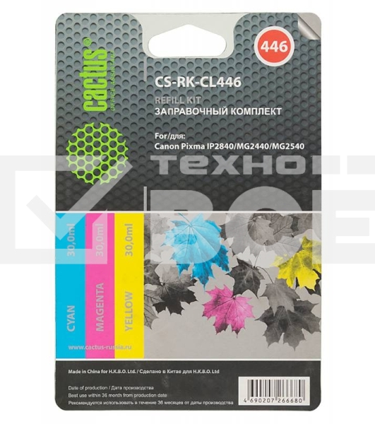 Заправочный набор Cactus CS-RK-CL446 многоцветный для Canon Pixma MG2440/MG2541 (3*30ml)