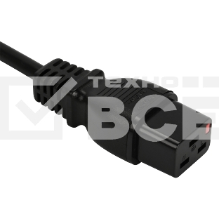 Шнур питания Lanmaster с блокировкой C19-C20, 3х1.5, 220В, 16А, черный, 1 метр