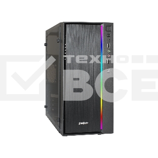 Корпус Minitower ExeGate mEVO-9301 Black-RGB light, ATX, <700NPX>, с окном, 2*USB+1*USB3.0, HD Audio