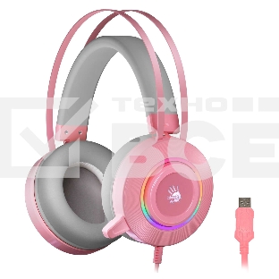 Наушники с микрофоном A4 Bloody G521 розовый 2.3м мониторные USB оголовье (G521 (PINK))