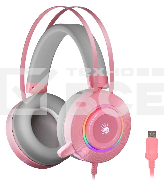 Наушники с микрофоном A4 Bloody G521 розовый 2.3м мониторные USB оголовье (G521 (PINK))