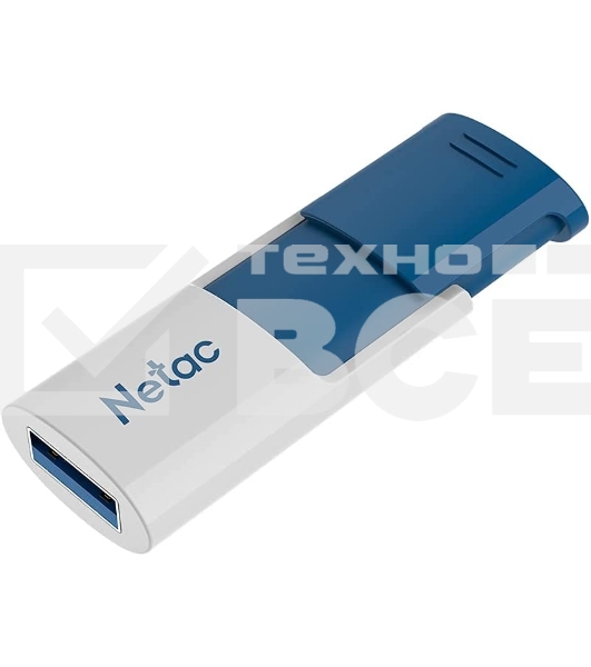 Флеш диск Netac U182 Blue 64Gb <NT03U182N-064G-30BL>, USB3.0, сдвижной корпус, пластиковая бело-синяя
