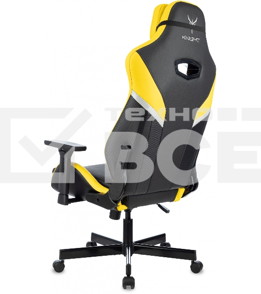 Кресло игровое Knight Thunder 5X черный/желтый эко.кожа крестов. металл
