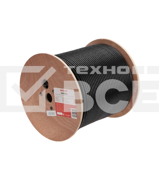 Кабель витая пара F/UTP, CAT 6, PE, 4PR, 23AWG, OUTDOOR, SOLID, черный, 305м Rexant