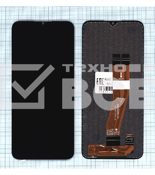 Дисплей (модуль) для Samsung Galaxy A03S SM-A037F в сборе с тачсркином (full size) черный