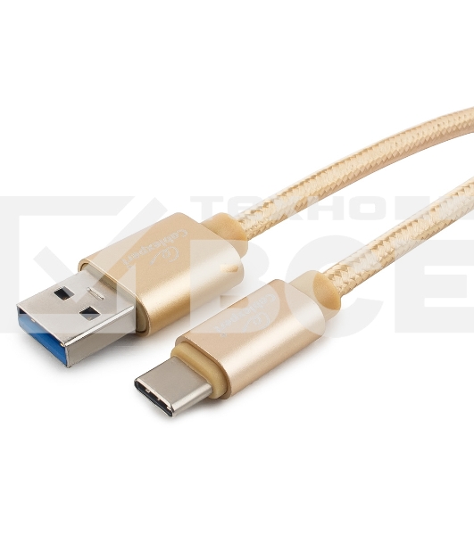 Кабель USB 3.0 Cablexpert CC-P-USBC03Gd-1.8M, AM/Type-C, серия Platinum, длина 1.8м, золотой, блистер
