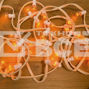 Гирлянда LED Galaxy Bulb String 10м, белый КАУЧУК, 30 ламп*6 LED ЖЕЛТЫЕ, влагостойкая IP65
