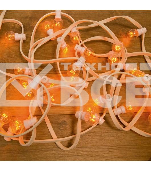 Гирлянда LED Galaxy Bulb String 10м, белый КАУЧУК, 30 ламп*6 LED ЖЕЛТЫЕ, влагостойкая IP65