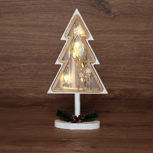 Деревянная фигурка с подсветкой 'Елка на подставке' 14,5х5х30 см