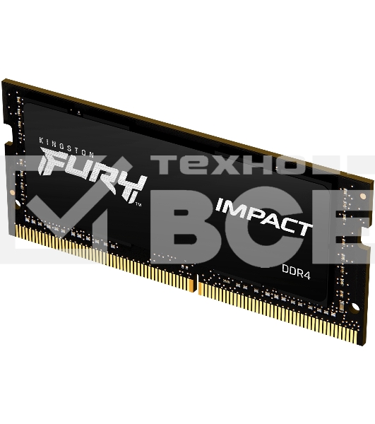Оперативная память Kingston Fury Impact, DDR4, 16GB (1x16GB), 2933MHz, CL17, с радиатором, SO-DIMM