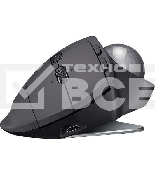 Трекбол беспроводной Logitech MX Ergo графитовый, 2048 dpi, радиоканал, Bluetooth, USB, кнопки - 8
