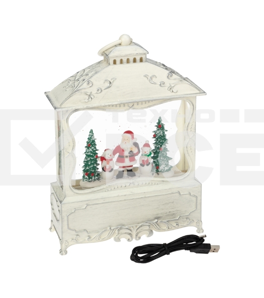 Декоративный фонарь Neon-night с эффектом снегопада и подсветкой Рождественский лес, белый