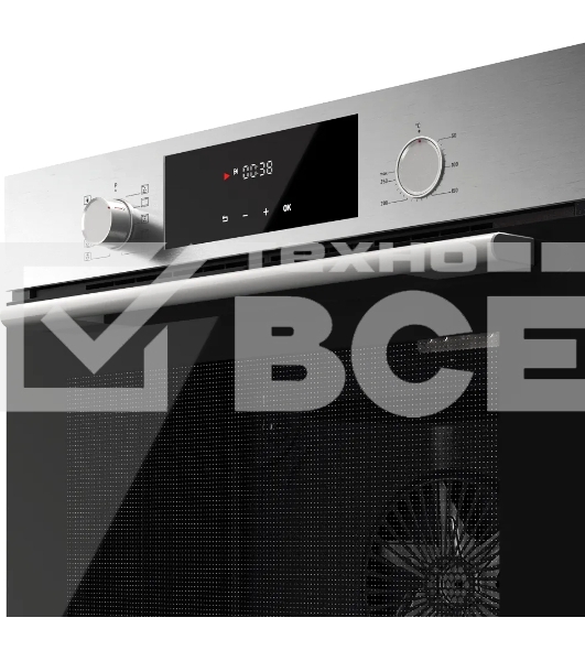 Встраиваемый духовой шкаф Kuppersberg HF 609 BX, High-Tech, объем 80 л, 10 режимов работы, телескопические направляющие, цифровой таймер, 2 стекла в дверце, утапливаемые переключатели, энергоэффективность А, цвет черный/нержавеющая сталь