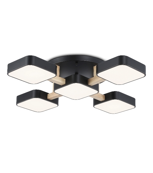 Светильник Ambrella light FL4883/5 BK/WD черный/дерево 90W 3000-6000K 675*675*110 (без ПДУ)