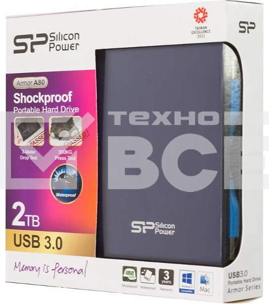 Внешний жесткий диск Silicon Power USB 3.0 2Tb A80 Armor 2.5