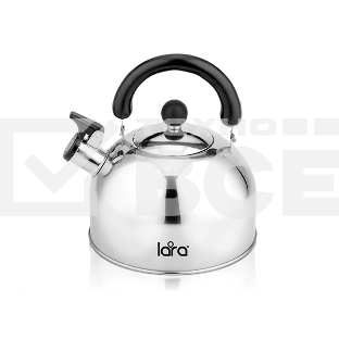 Чайник металлический LARA LR00-40 (зеркальный) 2 л, индукционное дно, толщина стенок 0.35 мм, свисток