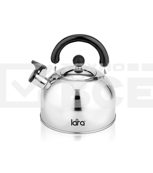Чайник металлический LARA LR00-40 (зеркальный) 2 л, индукционное дно, толщина стенок 0.35 мм, свисток