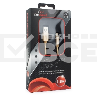 Кабель USB 3.0 Cablexpert CC-P-USBC03Gd-1.8M, AM/Type-C, серия Platinum, длина 1.8м, золотой, блистер