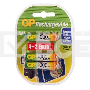 Аккумулятор GP Rechargeable 1000AAAHC4/2 AAA NiMH 1000mAh (6шт) блистер