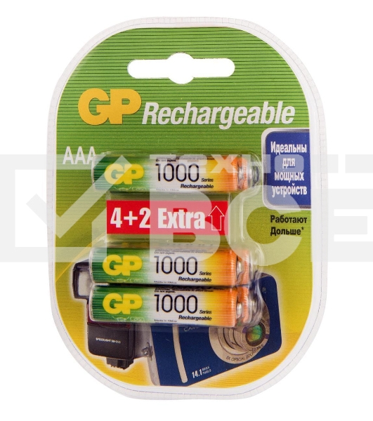 Аккумулятор GP Rechargeable 1000AAAHC4/2 AAA NiMH 1000mAh (6шт) блистер