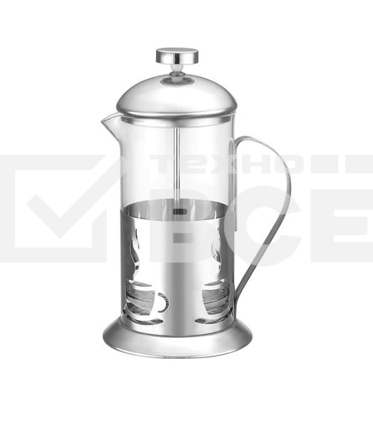 Френч-пресс MALLONY (кофе-пресс) стеклянный, 600 мл, в корп из нерж ст, ALITO