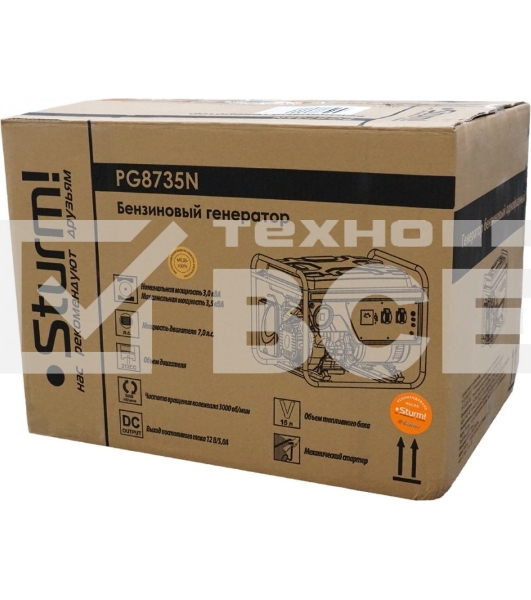 Электрогенератор бензиновый Sturm! PG8735N, 3.5 кВт, 67 дБ, 42 кг