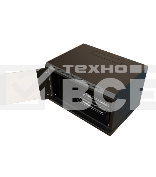 Шкаф коммутационный WRline (WR-TW-0966-GP-RAL9004) настенный 9U 600x600мм пер.дв.стекл 2 бок.пан. 60кг черный 520мм 500мм IP20 сталь