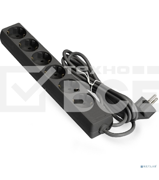 Сетевой фильтр ExeGate EX285834RUS ECE-6-5B (6 евророзетки с заземлением, 5м, черный)