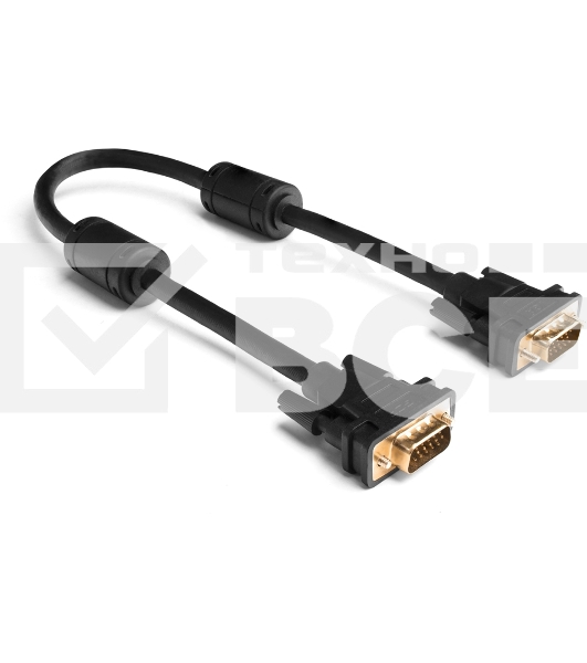 Кабель Greenconnect Кабель SVGA 5.0м чёрный, позолоченные контакты, ферритовые кольца, OD8.0mm. 15M / 15M Premium, 28/28 AWG, двойной экран (GCR-VM2VM2-5.0m)