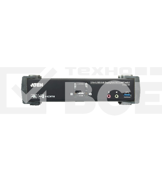 Переключатель KVM ATEN CS1922M-AT-G KVM+Audio+USB 3.0, 1 user USB+DP => 2 cpu USB+DP, со шнурами DP 2x1.5м.+USB 2х1.8м.