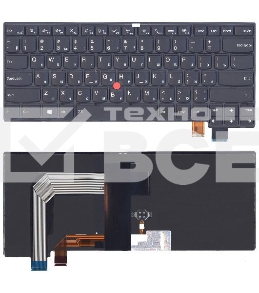 Клавиатура для ноутбука Lenovo Thinkpad T460S T470S черная с подсветкой