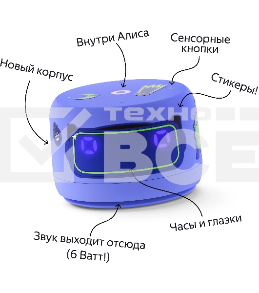 Умная колонка Yandex Станция Лайт 2 Алиса фиолетовый 6W 1.0 BT/Wi-Fi 10м