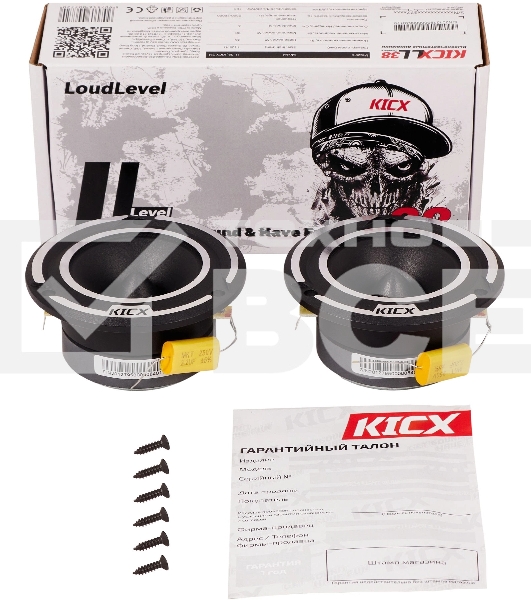 Колонки автомобильные Kicx LL 38 (без решетки) 90Вт 104дБ 4Ом 2.5см (1дюйм) (ком.:2кол.) широкополосные однополосные