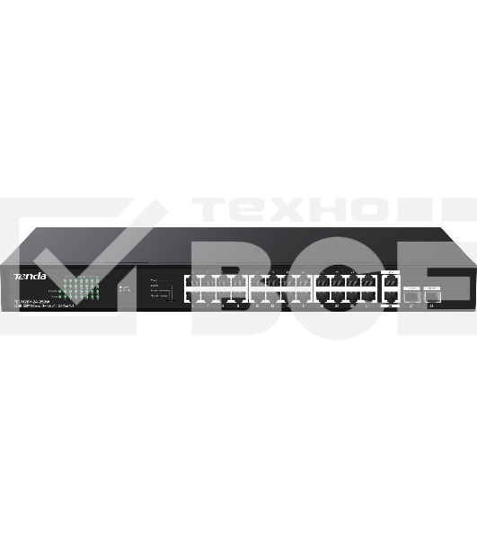 Коммутатор неуправляемый Tenda TEG1128P-24-250W PoE, 26x1 Гбит/с, PoE 24х30 Вт (до 230Вт), SFP 2х1 Гбит/с