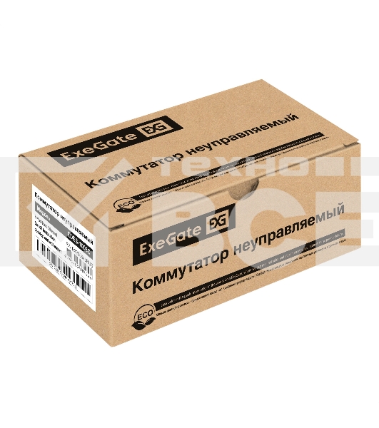 Коммутатор неуправляемый ExeGate EDES-1008C (8-портовый UTP 10/100Mbps, с функцией энергосбережения (Green Ethernet Technology), настольный/настенный)