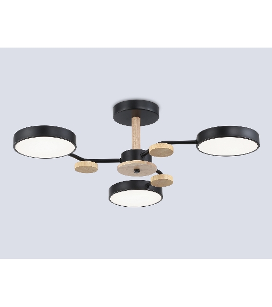 Светильник Ambrella light FL4857/3 BK/WD черный/дерево 54W 3000-6000K D660*170 (без ПДУ)